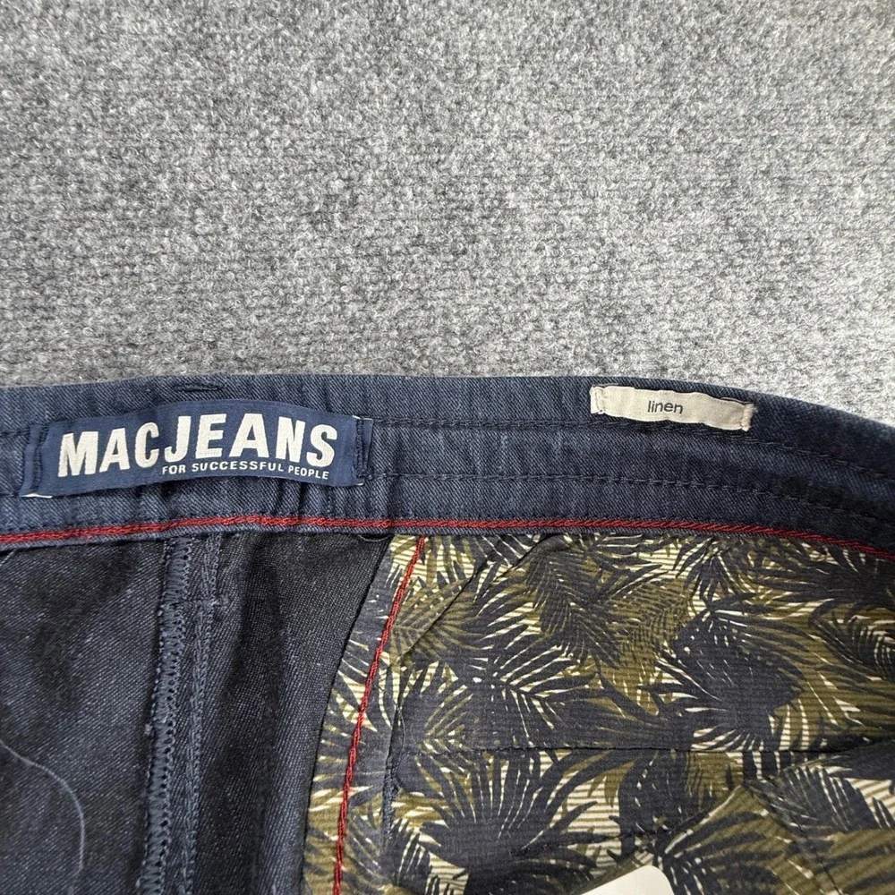 MAC Jeans Lennox Sport Mens 36/32 Blue Linen Blend Drawstring Trousers 6333